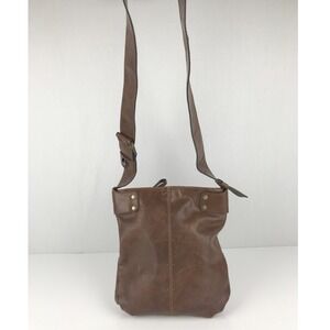 Stamp 10 Authentic Brown Faux Leather Shoulder Bag Crossbody Purse Peace Sign